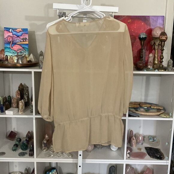 CHICO'S size 0 (small 4/6) embellished sheer tunic EUC luxe - Picture 6 of 6